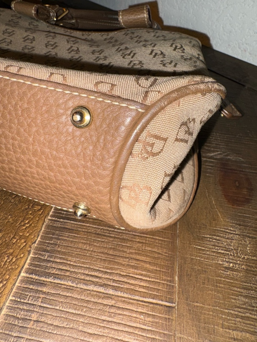 🥰 Dooney & Bourke Tan Brown Monogram Satchel - Picture 5 of 8
